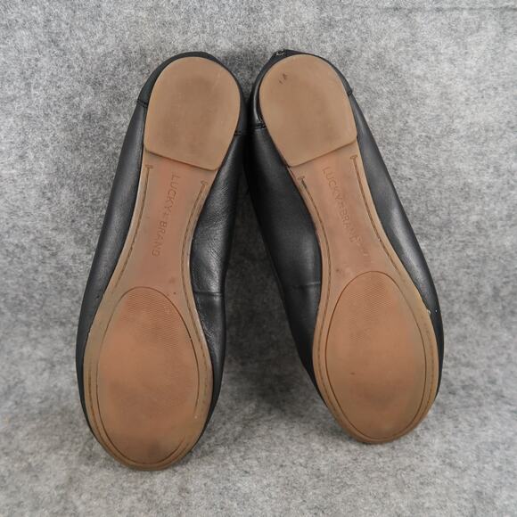 Lucky Brand Shoes Womens 8 Ballet Flats Black Leather Slip On Round Toe Classic - Picture 10 of 13